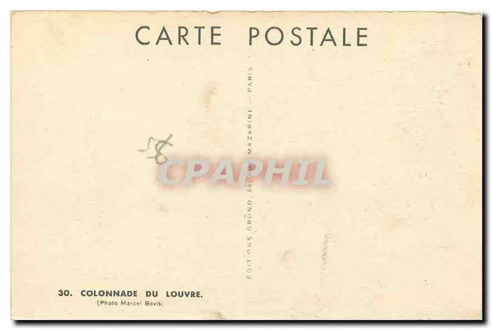 Colunata do Louvre — Editora: Éditions Grund, Paris — N° 30 - Verso