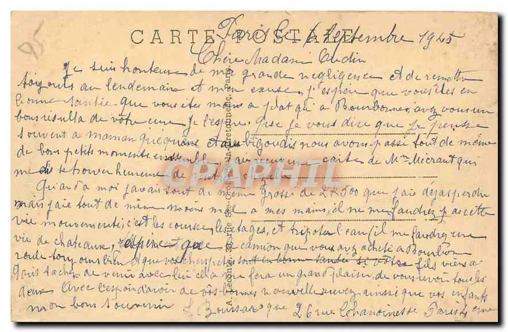 Paris — Conciergerie — editor não identificado, n° de série 47 - Verso