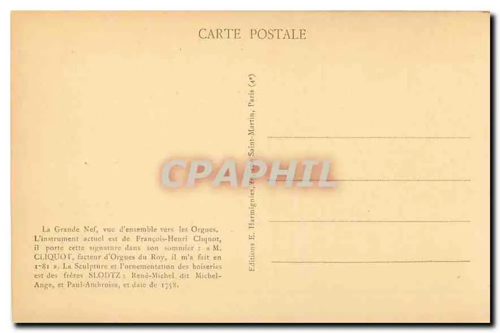 Parijs — Kerk van Saint-Merry — Harmonieën - Achterkant