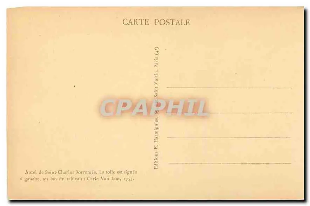 Interior da Igreja de Saint-Merry — Altar de Saint-Charles Borromée — Editor E. Harmignies, n°10 - Verso