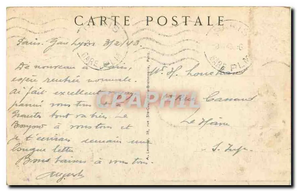 PARIS — Hotel de Ville — editor A. Leconte, n° 46 - Verso