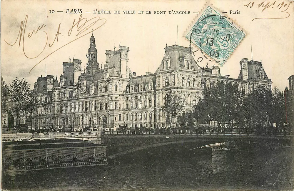 Paris — Rathaus und Pont d'Arcole — Paris - Vorderseite