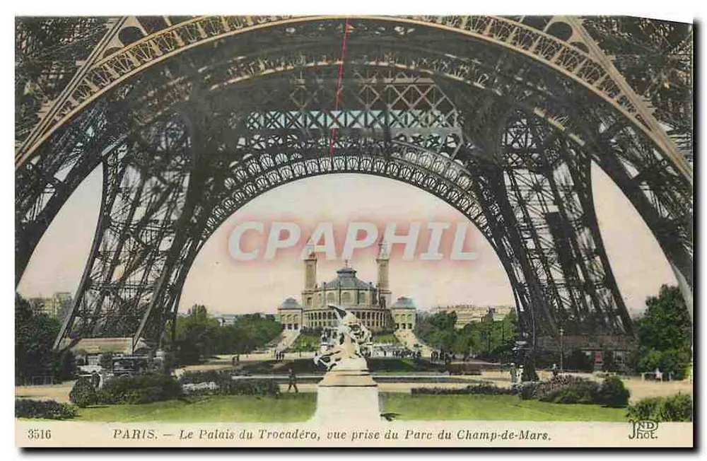 PARIS — Das Palais du Trocadéro, Ansicht aus dem Park du Champ-de-Mars — Jhet, Nr. 3516 - Vorderseite