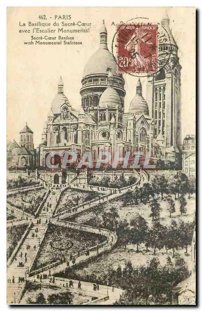 Paris - Die Basilika des Heiligen Herzens mit der monumentalen Treppe — Verlag PAPPHIN, PARIS-TOURS, n° 462 - Vorderseite