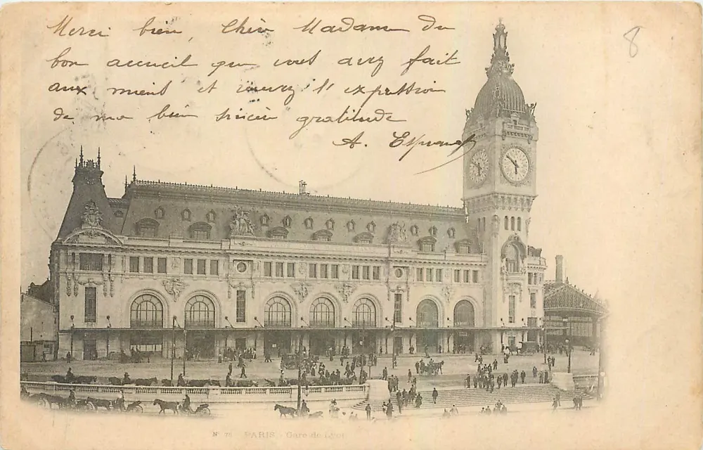 Paris, Gare de Lyon — vista do edifício com relógio — editor N° 78 - Frente