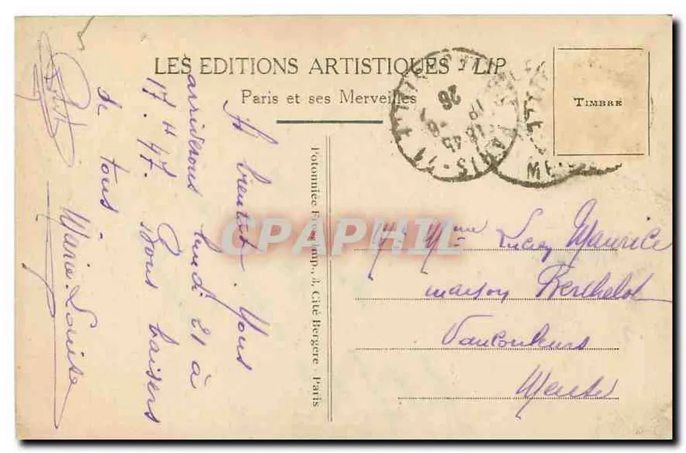 Paris - Ópera e a Estação do Metrô — Edições Artísticas LIP, n°2 - Verso