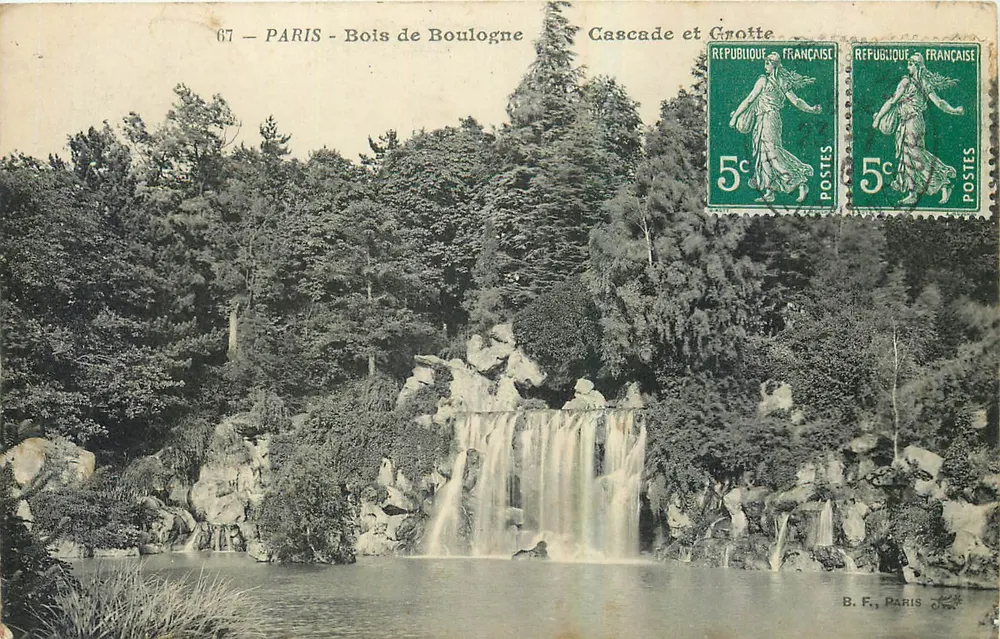 Paris - Bois de Boulogne — Cascade et Grotte — B. F., Paris - Recto