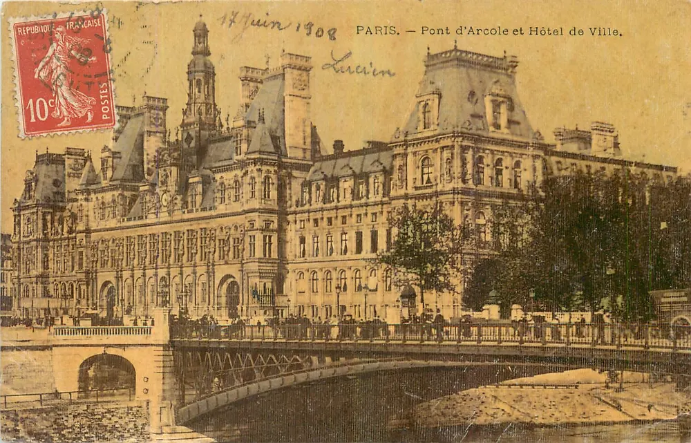París — Puente d'Arcole y Ayuntamiento — editor no visible, número de serie no visible - Anverso