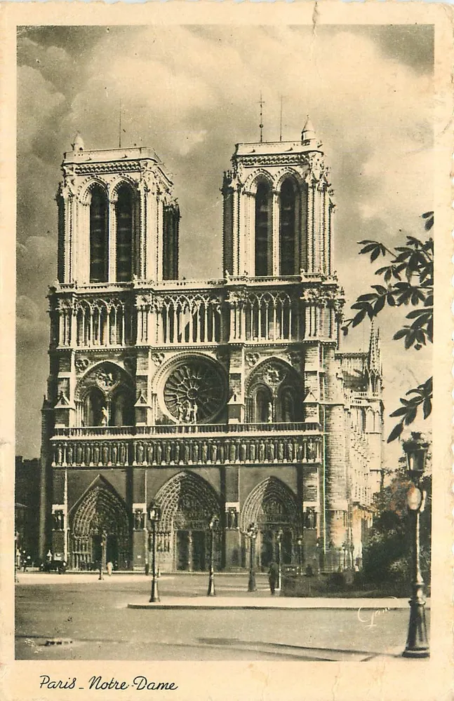 Paris - Notre Dame — façade gothique avec rosace centrale — Imp. Photolux, n° 1030 - Frente