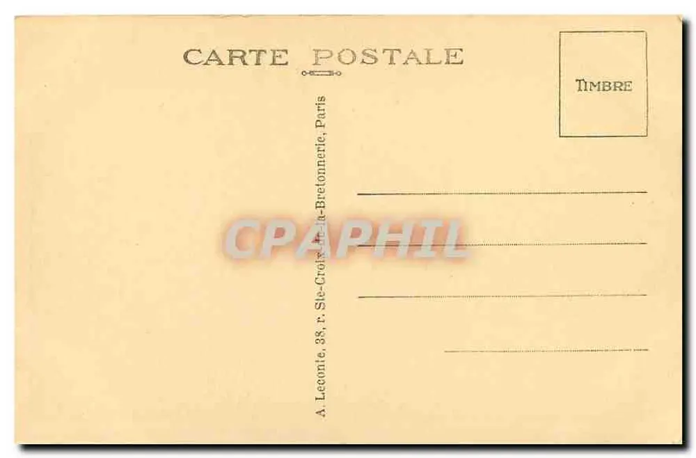 Paris. O Hotel dos Invalidos — vista geral com entrada e canhões — editor A. Leconte, 38, r. Ste-Croix-de-la-Bretonnerie, Paris - Verso