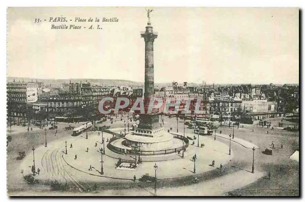 Paris - Praça da Bastilha — vista do monumento central — A. L. n°33 - Frente