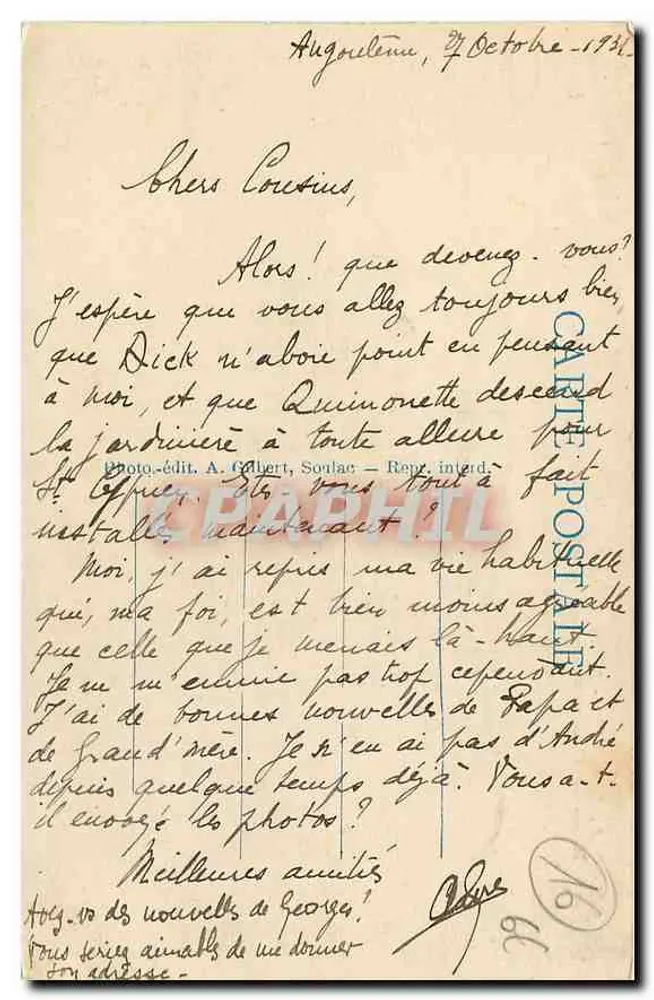 Angoulême — Rathaus und neuer Platz — A.G.A. 5000 - Rückseite