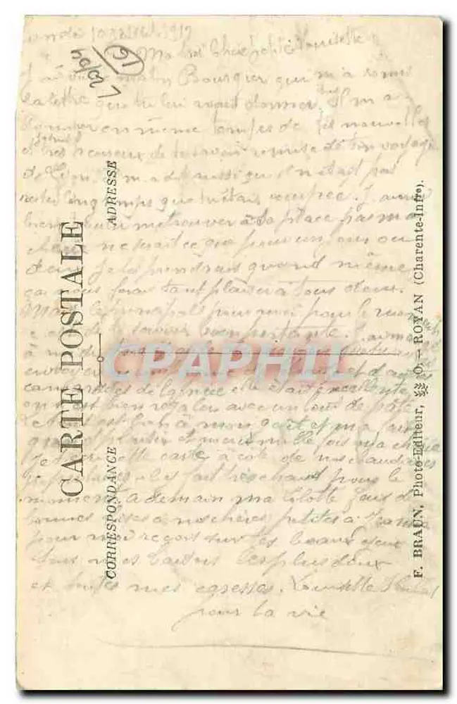 로셰포카울 — 라 트아로르 대교와 성채 — F. BRAIN, Photo-Déiteur, Charente - 뒷면