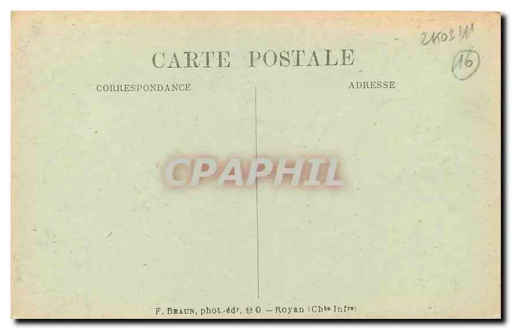 La Rochefoucauld — O Grande Salão do Castelo — F. Braun, fot.-editora Royan (Charente-Inférieure) - Verso