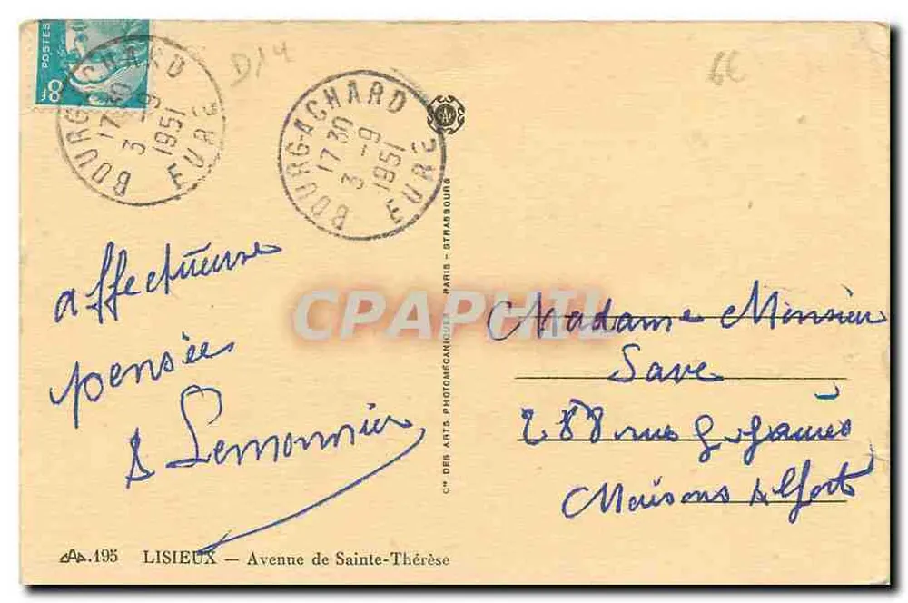Vue de la rue de la République à Bourgoin-Jallieu — éditeur CPM DES ARTS PHOTO-MÉCANIQUE - Verso