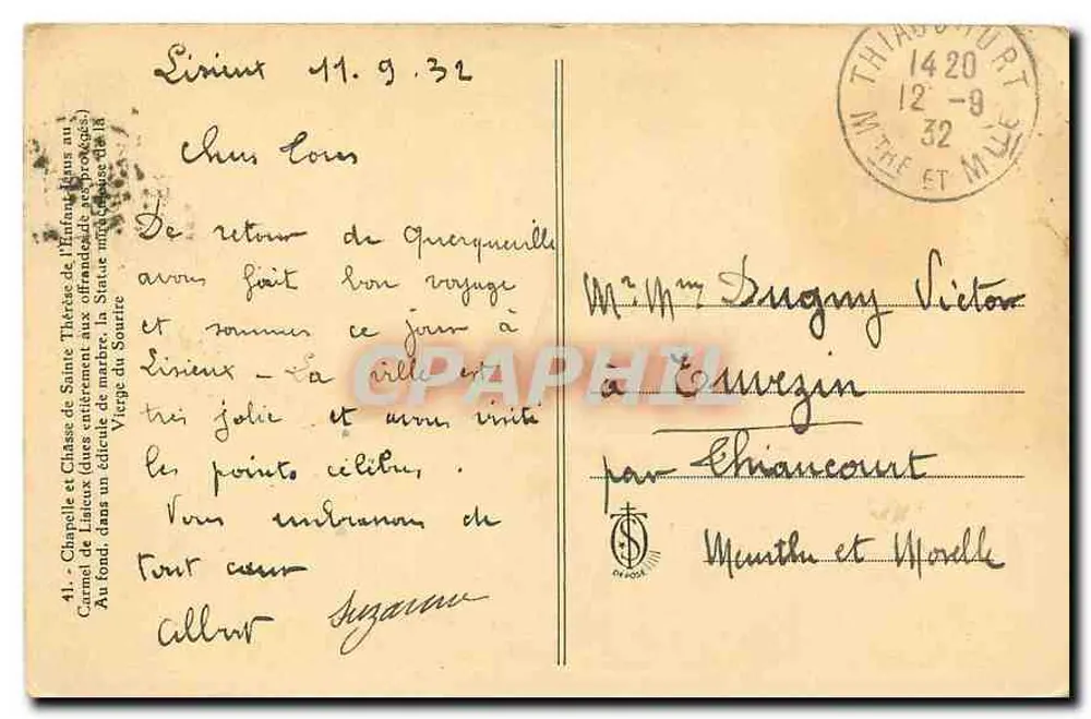 Kapelle der hl. Thérèse — Lisières — anonymer Verlag, Nr. 41 - Rückseite