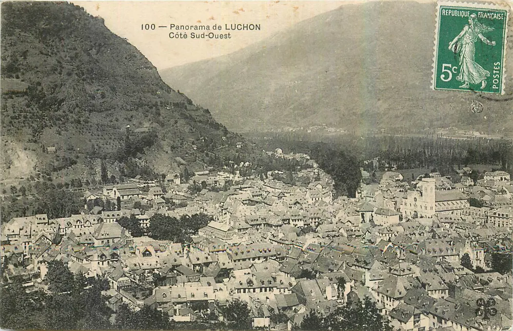 Panorama of LUCHON — South-West Side — unknown publisher, no. 100 - Front