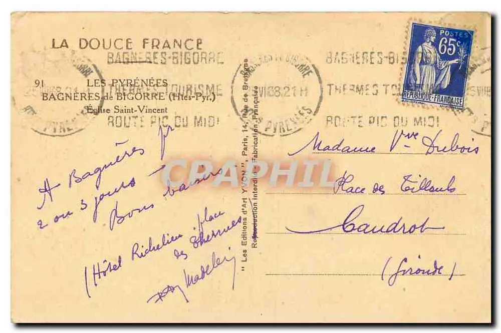 Kirche Saint-Vincent — Bagnères-de-Bigorre — Éditions d'Art Yvon - Rückseite