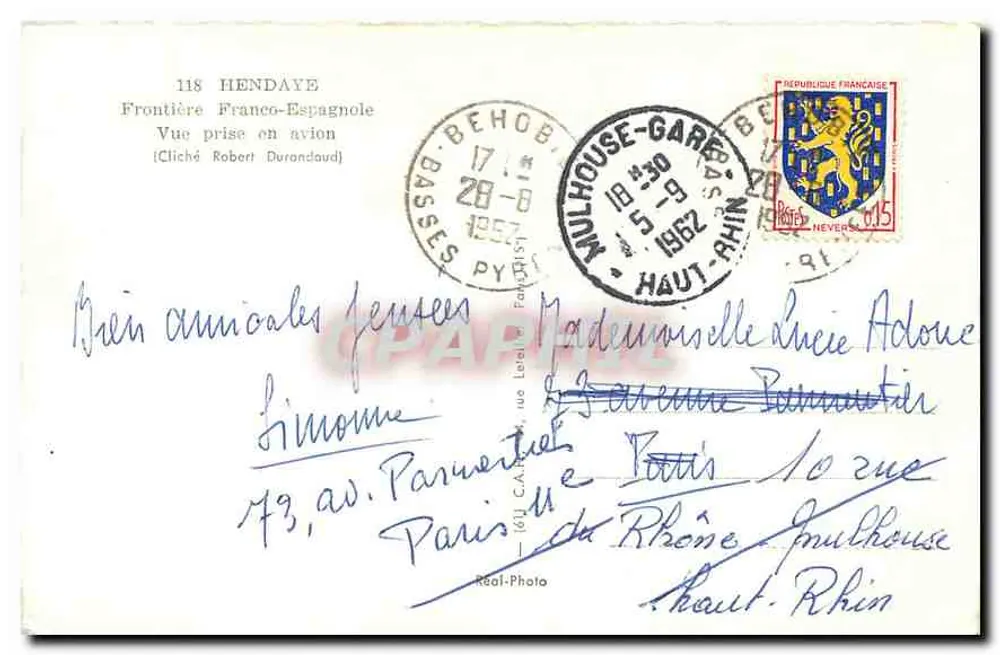 Hendaye — Grenze Frankreich-Spanien — Luftaufnahme — Cap - Rückseite