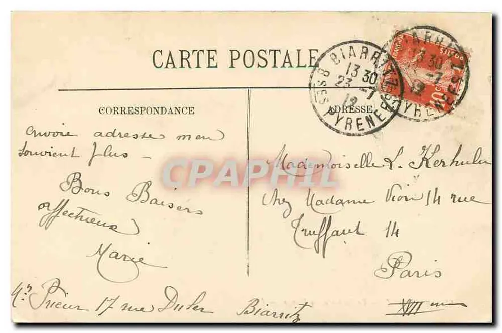 Biarritz — O Rocha da Virgem — LL. — N°11 - Verso