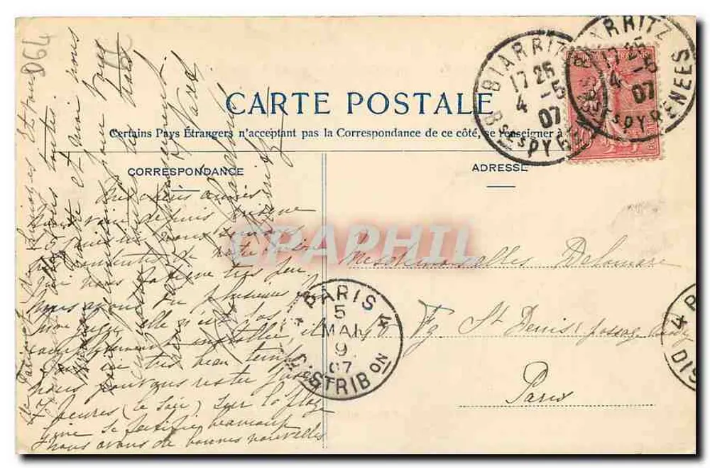 Biarritz - Villa Belza, Ansicht des Establishments der Basque Coast — Cliché Ourrard, n°407 - Rückseite