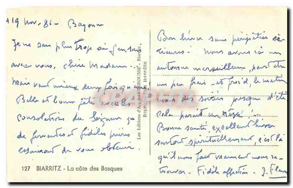 Biarritz - A costa dos Bascos — As Edições de Arte BARBÉROUSSE, Biarritz, n°127 - Verso