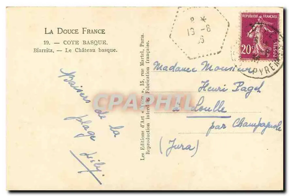Biarritz — O Castelo Basco — Yvon - Verso