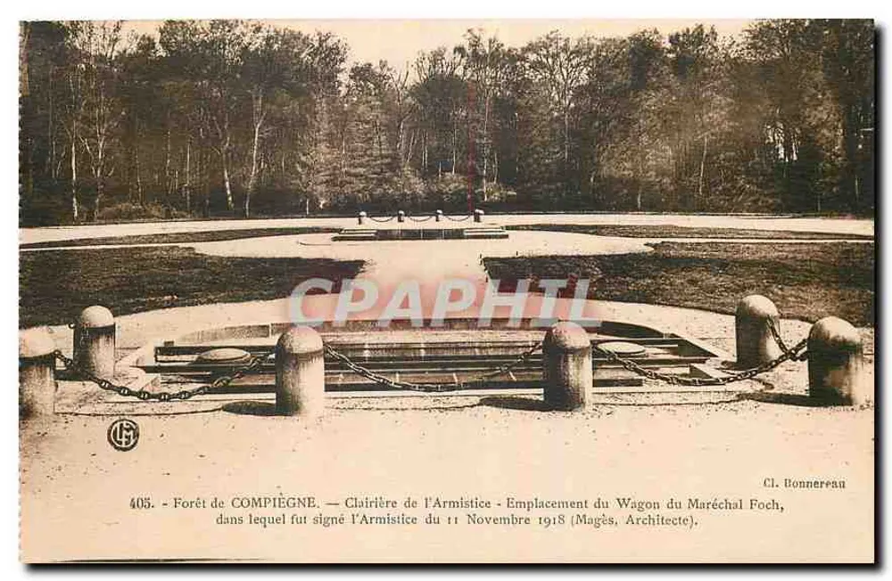 Wald von Compiègne — Waffenstillstandslichtung — Standort des Wagens des Generals Foch, 11. November 1918 (Magès, Architekt) - Vorderseite
