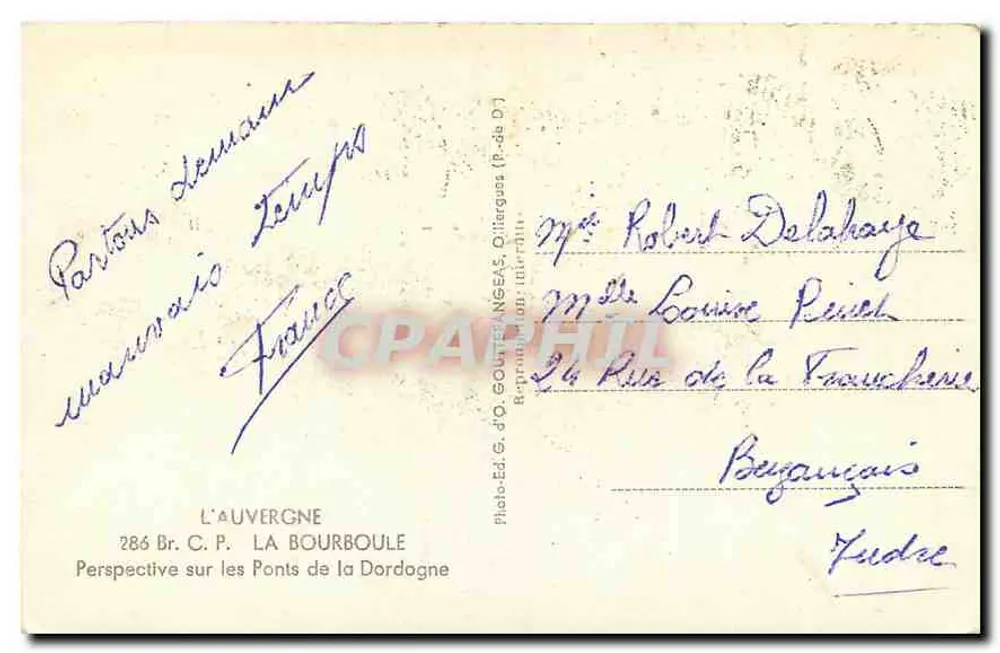 Périgueux — Ansicht der Brücken der Dordogne — Verlag G.d.O. - Rückseite