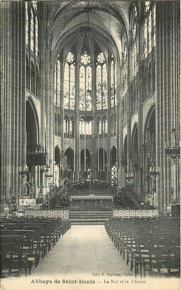 Abbaye de Saint-Denis — La Nef et le Chœur — Edit. C. Septfons, Tahac - Recto