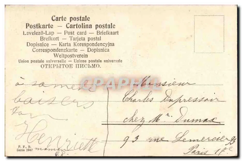 Criança e coruja — cena natural — P.F.B. Série 2947 - Verso