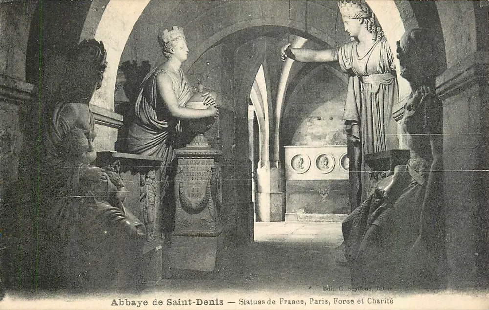 Abtei Saint-Denis — Statuen von Frankreich, Paris, Kraft und Caritas — Edit. G. Septfons, Toulouse - Vorderseite
