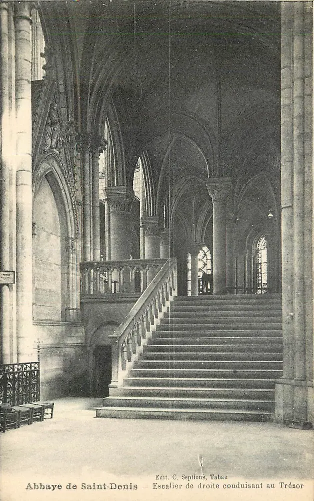 Abtei Saint-Denis — Rechter Treppenaufgang zum Schatzhaus — Edit. C. Septifons, Tabac - Vorderseite