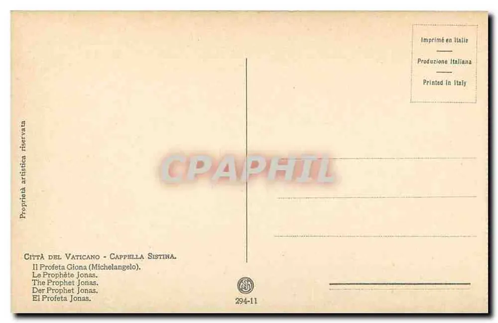 Jonas — Fresko der Sixtinischen Kapelle — Verlag ASI, Nr. 294-11 - Rückseite