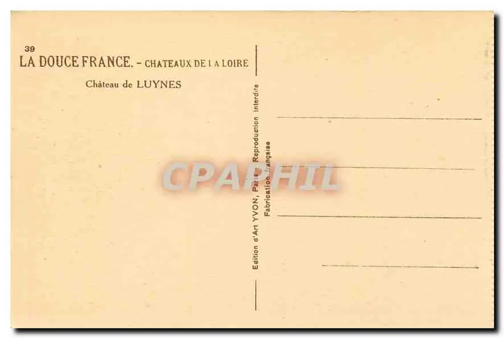 Schloss Luynes — La Douce France. Schlosser der Loire — Art Edition YVON, Paris - Rückseite