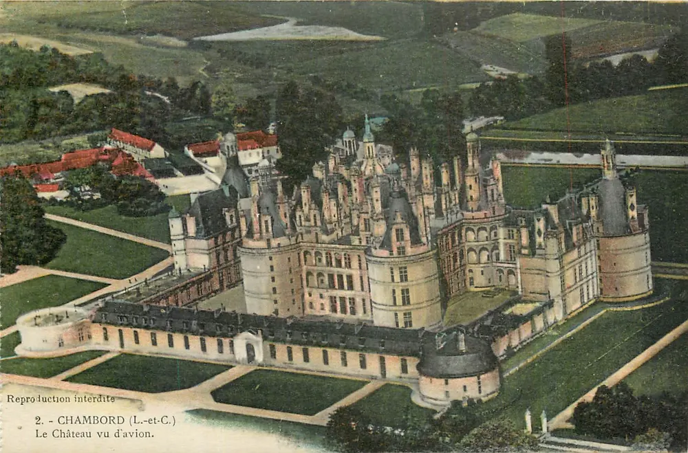 Chambord (Loir-et-Cher) — Schloss von oben gesehen — L. Leonmand, Orléans - Vorderseite