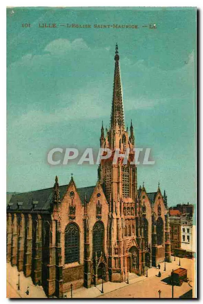 Lille — L'église Saint-Maurice — Imp. Lévy et Neurbin Réunis, Paris - Recto