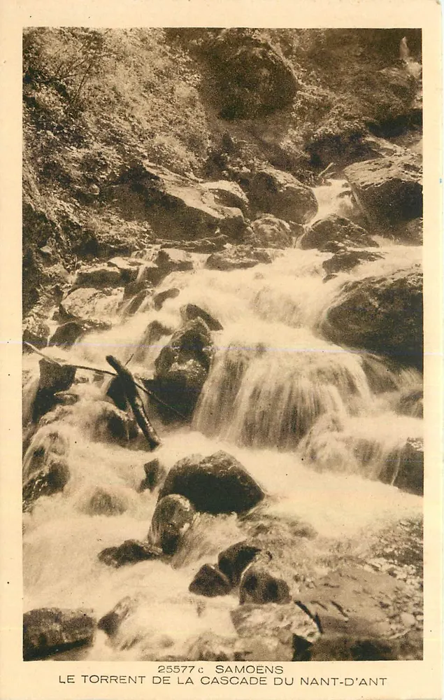 O rio da cascata do Nant-d'Ant — Samoens — Braun & Cie, Imp.-Edit., Wülflingen-Dornach - Frente