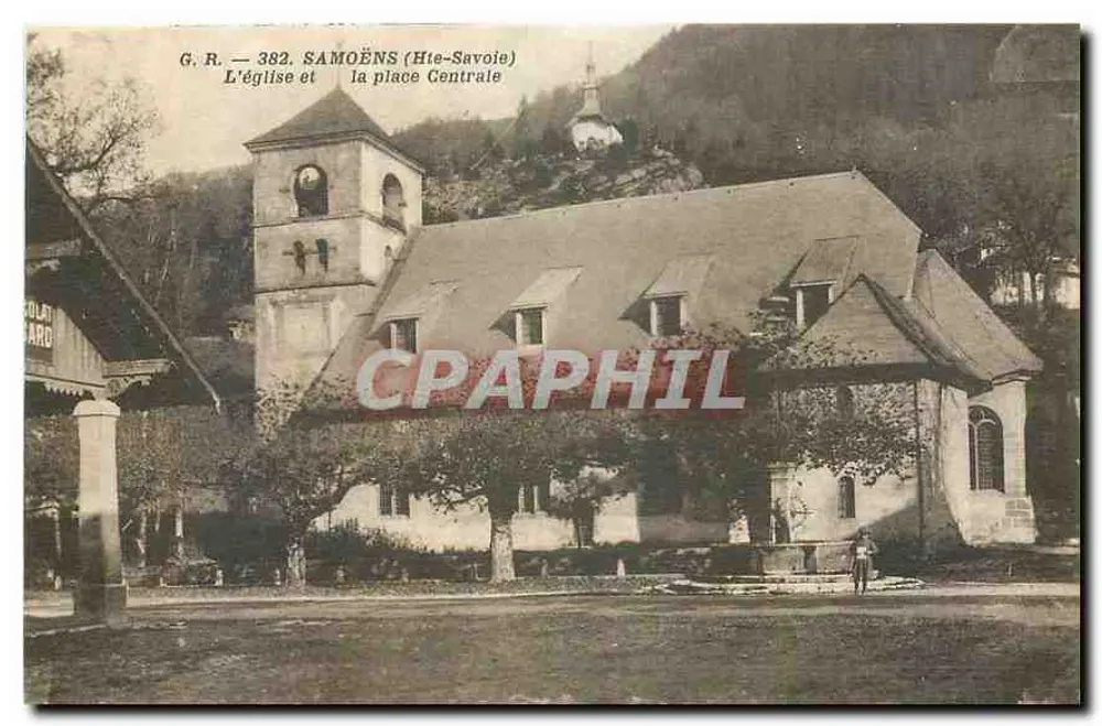 Samoëns (Haute-Savoie) — Die Kirche und der zentrale Platz — J. Rosnoble, Verlag (Haute-Savoie) - Vorderseite
