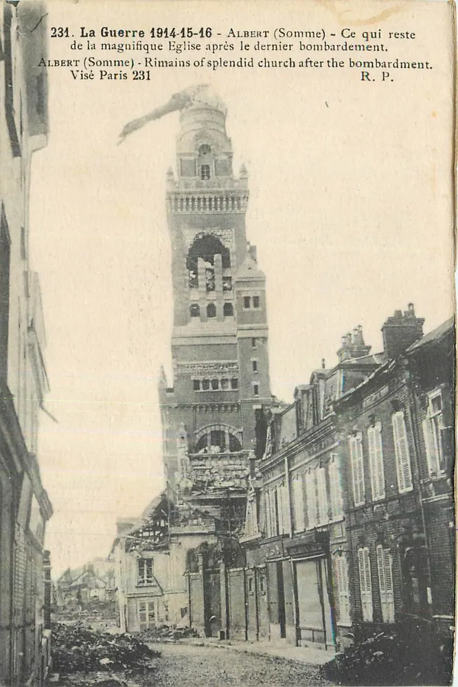 Albert (Somme) — Ruinen der Kirche nach dem letzten Bombenangriff — Visé Paris 231 - Vorderseite
