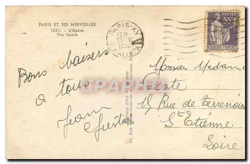 Operagebouw Garnier — Parijs — uitgave Paris et ses merveilles n°1021 - Achterkant
