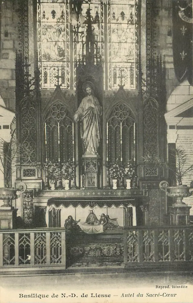 Basilika Notre-Dame de Liesse — Altar des Heiligen Herzens — Phototypie J. Broumée, Reims - Vorderseite