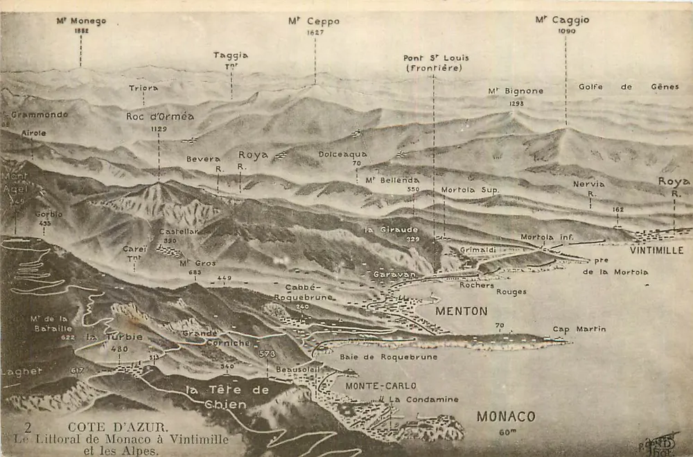 Côte d'Azur — Die Küste von Monaco bis Vintimille und die Alpen — Verlag: Grand Het - Vorderseite