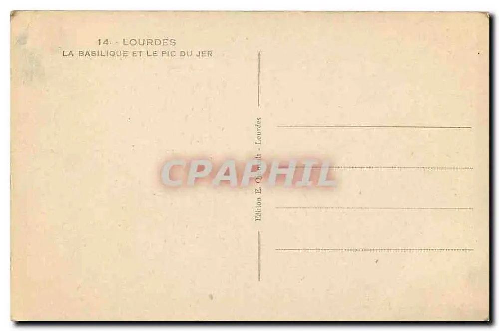 Lourdes — A basílica e o Pic du Jer — Edição E. Ouballah, Lourdes - Verso