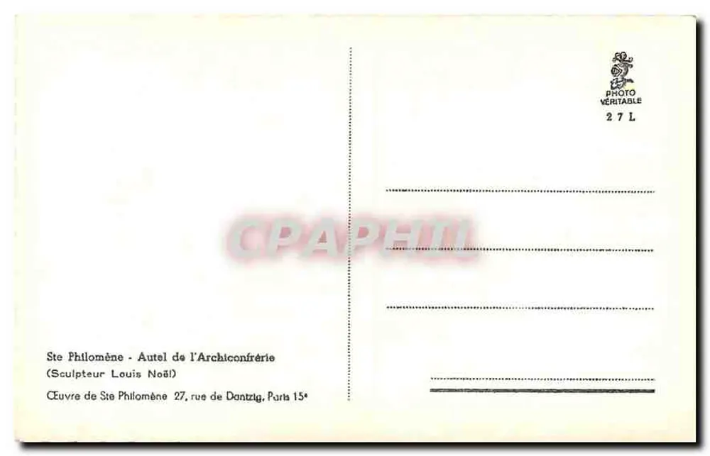 Sainte Philomène — Altar der Archiconfraternität — Bildhauer Louis Noël - Rückseite