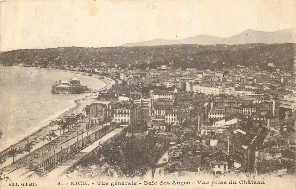 Nice - Allgemeiner Blick - Bucht der Engel - Aufnahme vom Schloss — Edit. Gilletta, n°5 - Vorderseite