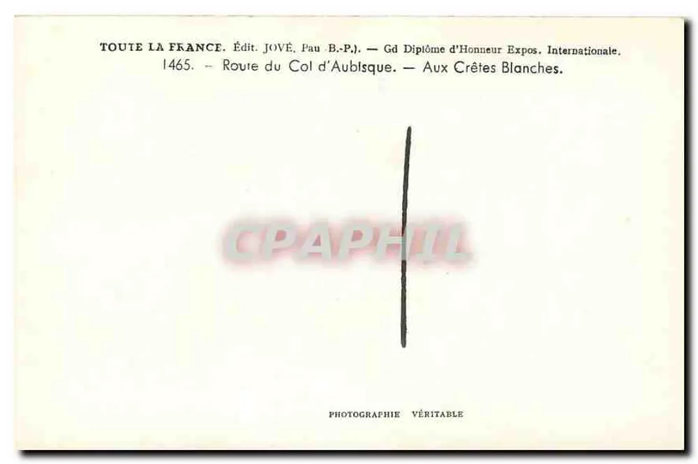 Col d'Aubisque — Aux Crêtes Blanches — Édit. JOVÉ, Pau B.P. - Rückseite
