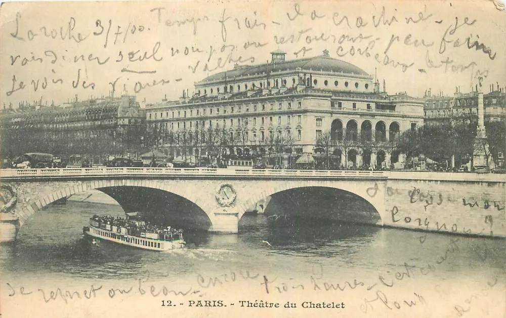 Paris — Théâtre du Châtelet — éditeur impr. sur la carte n°12 - Frente