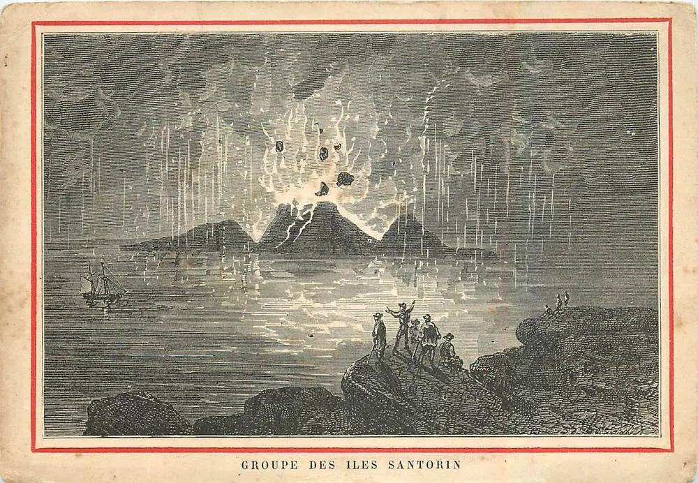 Grupa wysp Santorin — erupcja wulkaniczna — Il. et Cie, Paryż, n° 48 - Awers