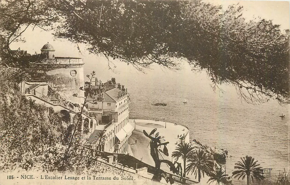NICE - Las escaleras Lesage y la Terraza del Sol - Ed. Frédéric Laugier, n° 105 - Anverso